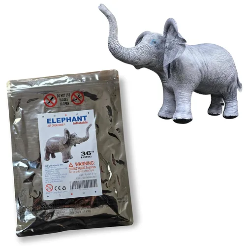 Vista 7 de Jet Creations Elefante inflable animal de 36 pulgadas de largo, juguete para edades de 3 años en adelante. Fiesta temática de safari de vida