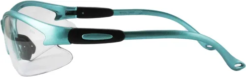 Vista 8 de Global Vision Eyewear Cougar - Gafas de seguridad de laboratorio para mujer con montura turquesa y lentes transparentes