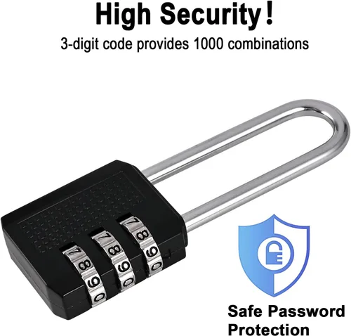 Vista 3 de Faburo - Paquete de 4 candados de combinación pequeña de grillete largo de 2.2 pulgadas Padlock Combination with 3 Digit Codes, Resettable Luggage