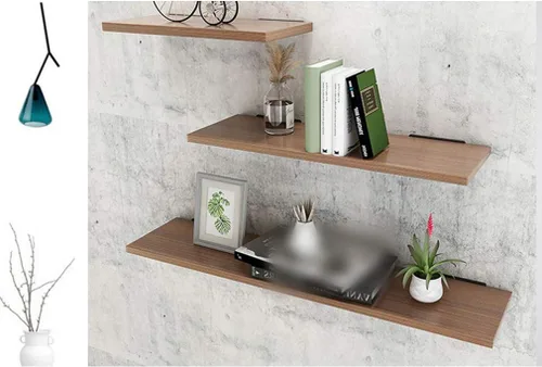 Vista 7 de Soportes flotantes de metal triangulares para estantes, montaje en pared, soporte oculto para estantes, para dormitorio, sala de estar, baño, Negro