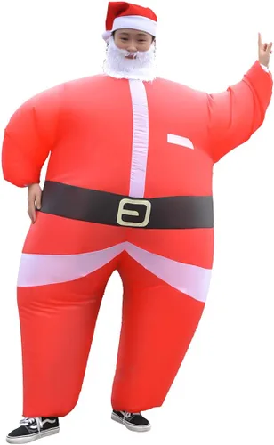 Vista 3 de Novint Disfraz inflable de Santa Costome unisex para adultos, divertido para Halloween, Navidad, fiesta de cosplay (con soplador)