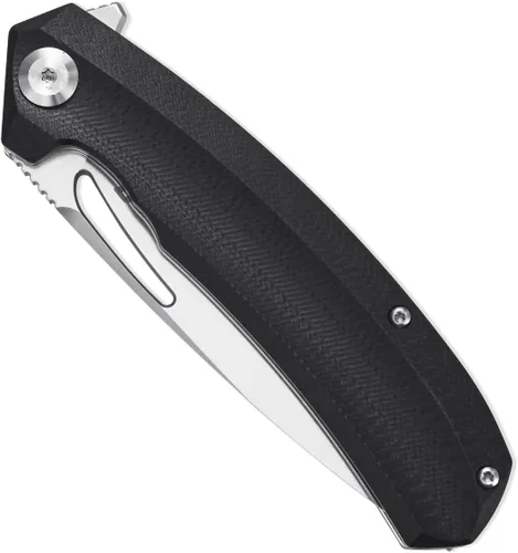 Vista 3 de Sitivien Cuchillo plegable ST119, hoja de acero D2 y mango G10, cuchillo de herramientas EDC con clip de bolsillo para acampar al aire libre Negro