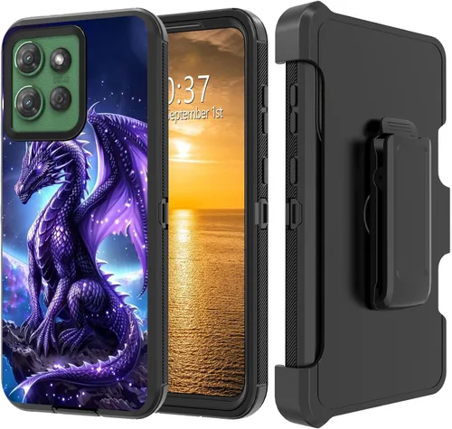 Vista 90 de Funda para Moto G Stylus 5G 2023 con funda de clip para cinturón y soporte, resistente de doble capa, resistente a prueba de golpes, para Motorola