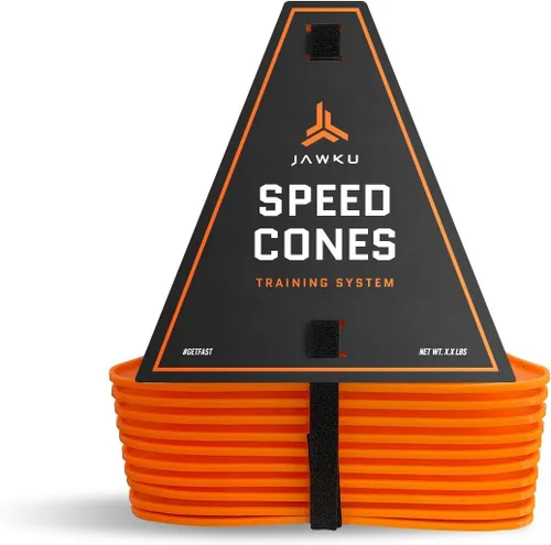 Vista 2 de JAWKU Sistema de entrenamiento de conos de velocidad para agilidad, velocidad, ejercicios y entrenamiento deportivo deportivo, 10 conos