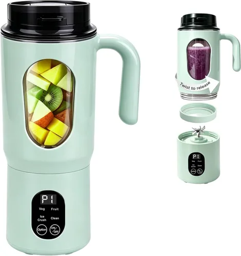 Vista 9 de Batidora portátil 580ML con pantalla LED y 12 cuchillas (beige)