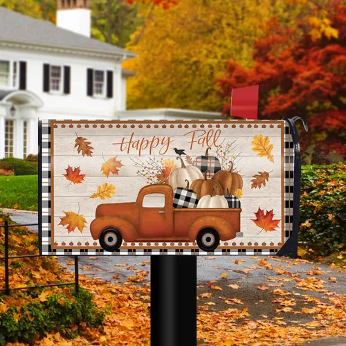 Vista 2 de Briarwood Lane Happy Fall Pickup - Funda grande para buzón primitivo de gran