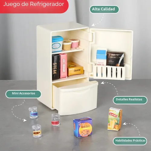Vista 5 de TAKIHON Muebles para Casa de Muñecas, Juego de Juguetes de Cocina y Baño, Juego de Refrigerador y Lavadora para Niños, Accesorios en Miniatura