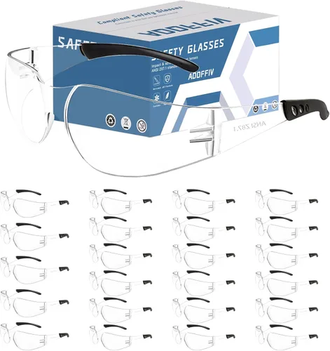 Vista 8 de Gafas de seguridad transparentes a granel de 100, lentes resistentes a impactos ANSI Z87.1, protección ocular para laboratorio, construcción