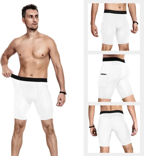 Vista 2 de Niksa Pantalones cortos de compresión para hombre, paquete de 3 unidades, ropa interior de compresión para hombre, pantalones cortos deportivos