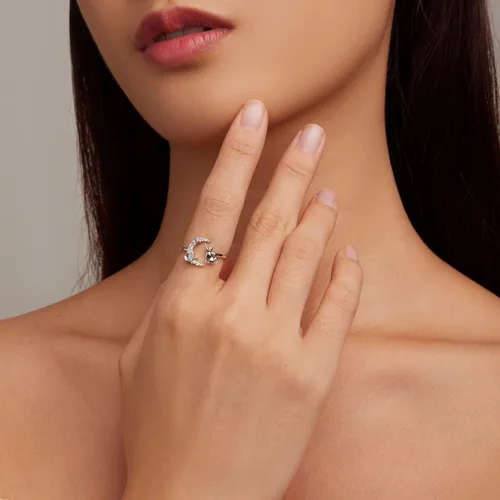 Vista 2 de BISAER Anillo de serpiente ajustable para mujer, plata de ley 925, anillos de mal de ojo, gótico, vintage, pulpo, libélula, luna, gato, anillo
