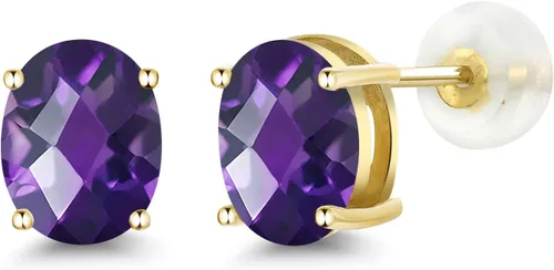 Vista 328 de Gem Stone King Aretes de oro de 14 quilates con piedra natal ovalada de 0.315 x 0.236 in Aretes de oro para mujer