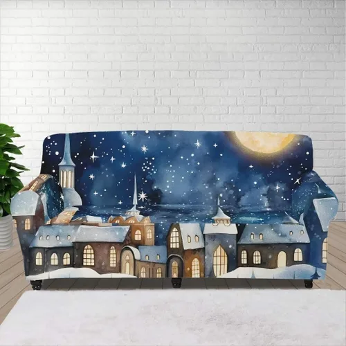 Vista 24 de Horeset Snowy Tree - Funda de sofá para 2 cojines, decoración del hogar, funda protectora de muebles para perro, impermeable y lavable Árbol nevado
