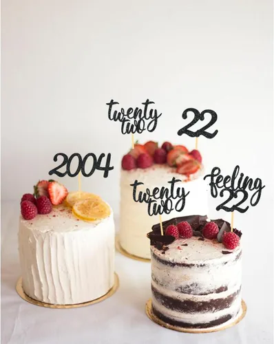 Vista 5 de 24 adornos para cupcakes Feeling 22, decoraciones de pastel de cumpleaños de veintidós Black2