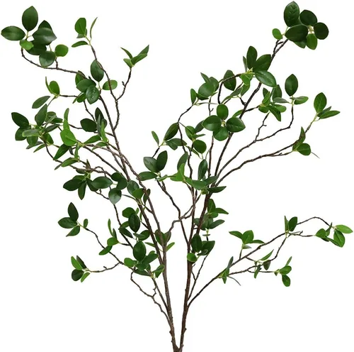 Vista 8 de Htmeing Ramas artificiales de eucalipto verde con hojas, tallos largos sintéticos, plantas vegetales, ramitas de ficus para el hogar, oficina 5