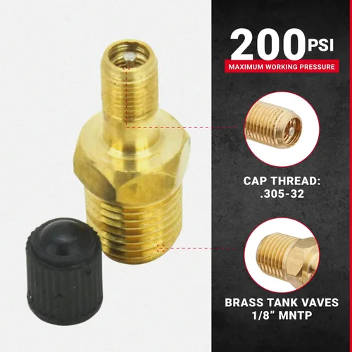Vista 2 de Milton S-684 Válvula de tanque NPT de 1/8" - Paquete de 2