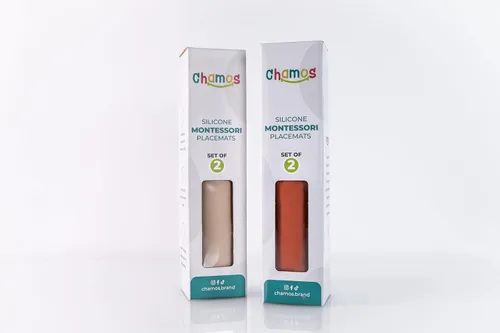 Vista 7 de CHAMOS Manteles individuales de silicona para niños pequeños y niños, mantel individual Montessori, antideslizante (salvia y beige)