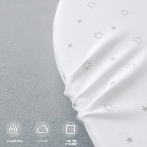 Vista 3 de Sábanas ajustables de moisés que se ajustan a UPPAbaby, SNOO, moisés Chicco LullaGo Anywhere y almohadilla de colchón de 13" x 30", paquete de 2