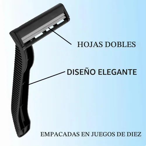 Vista 3 de 100 maquinillas de afeitar desechables negras de doble hoja a granel, uso profesional o doméstico