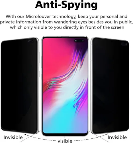 Vista 2 de [Paquete de 2 protectores de pantalla de privacidad para Galaxy S10 5G, protector de pantalla híbrido antiespía PET EPU, compatible con huellas