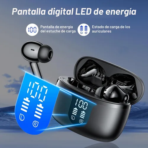Vista 9 de Auriculares inalámbricos, auriculares Bluetooth 5.4 con 4 micrófonos ENC con cancelación de ruido, auriculares Bluetooth con tiempo de reproducción