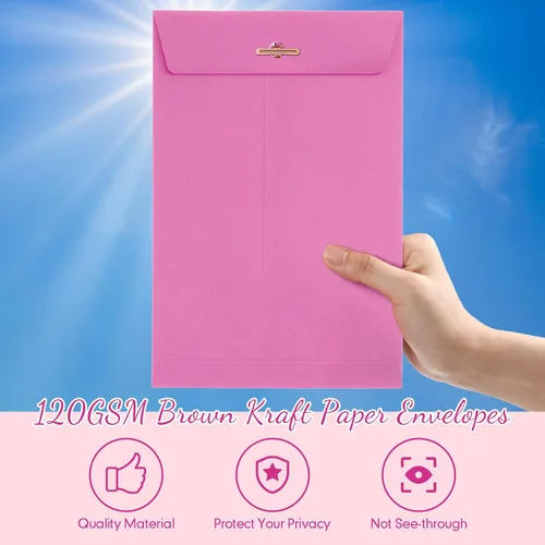 Vista 3 de 300 sobres Manilla de 6 x 9 pulgadas, cierre de papel kraft con cierre de cierres para almacenar correo, papel kraft de 28 libras para documentos