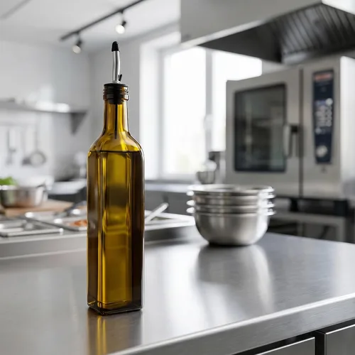 Vista 4 de Restaurantware-Chef 101 Dispensador de aceite de oliva de 16.9 onzas, 1 botella dispensadora de aceite de cocina, con vertedor de acero inoxidable