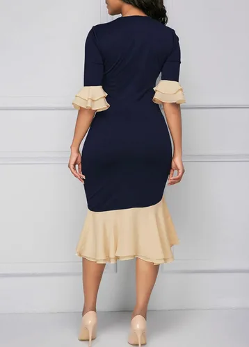 Vista 3 de YACUN Vestido ceñido de mujeres, vestido de cóctel, de trabajo, media manga, moño, vestidos de fiesta