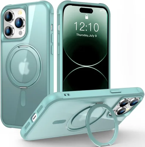 Vista 54 de Funda para iPhone 11 con soporte de anillo magnético giratorio de 360° [compatible con Mag-Safe] [Protección de grado militar] Funda translúcida