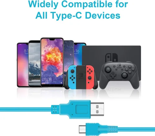 Vista 6 de HEATFUN Cargador USB C para Nintendo Switch, cable de carga rápida para Nintendo Switch, MacBook, Pixel C, LG Nexus 5X G5, Nexus 6PP9 Plus, One Plus