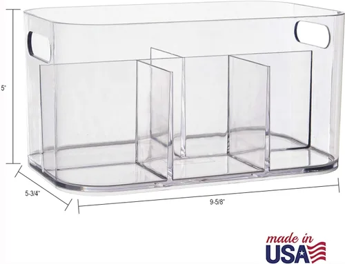 Vista 5 de STORi Bliss Organizador de Almacenamiento de Cosméticos de Plástico de 5 Compartimentos Transparente Contenedor de Maquillaje Rectangular