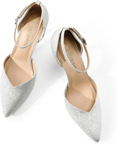 Vista 5 de DREAM PAIRS Zapatos de tacón alto para mujer, con tiras cerradas, correa en el tobillo, puntera puntiaguda, tacón D'Orsay para boda, fiesta, zapatos