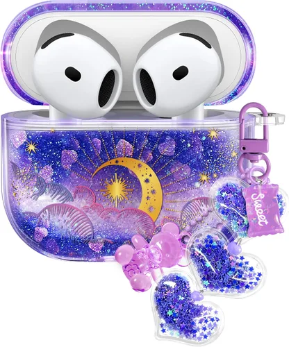Vista 29 de para Airpods de 2ª/1ª Generación - Estuche Quicksand Liquid Kawaii Lindo Mujer Niña Mujeres Chispeante Brillante Bling Resplandor Adorable Elegante