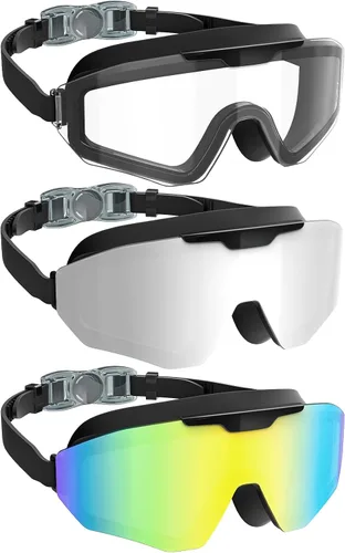 Vista 11 de NSSIW Gafas de natación para adultos, para natación, sin fugas, con protección UV400, antivaho y amplia visión para hombres y mujeres, paquete de 3