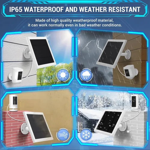 Vista 5 de Panel solar IP65 para exteriores para cámaras de anillo (blanco 1P) Spotlight Cam Plus/Pro Stick Up Cam/Pro Wireless Outdoor con cable largo de 10