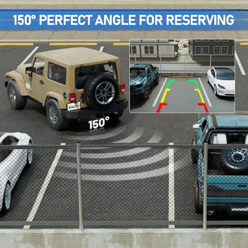 Vista 3 de EWAY Cámara de seguridad de marcha atrás para Jeep Wrangler JK JKU 2007-2018 cámaras de visión trasera impermeable fácil montaje con línea