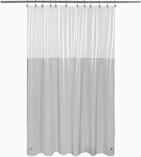 Vista 81 de Barossa Design - Forro de cortina estrecho de PEVA para ducha, con 3 imanes, impermeable, para cabina de baño pequeña, sin PVC, ojales metálicos