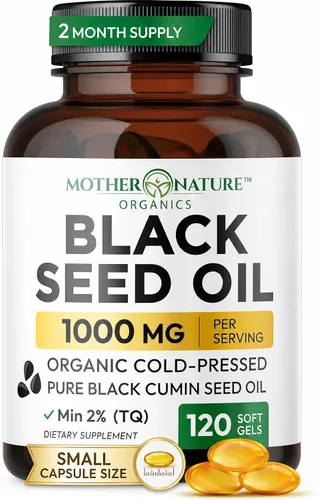Vista 11 de Cápsulas de aceite de semilla negra turca orgánica, premium prensado en frío, alto contenido en TQ, suministro para 1 mes, aceite de comino negro