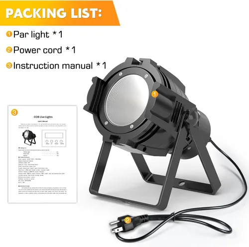 Vista 7 de HOLDLAMP Foco COB LED Luz de Escenario Luces Par de Fiesta Blanco Cálido Frío DMX Focos Portátiles Carcasa de Metal Luz Estroboscópica Brillante