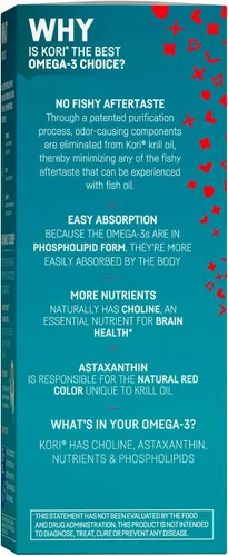 Vista 4 de Suplemento de Aceite de Krill Omega 3 Kori Krill, Aceite de Krill Antártico con Absorción Superior vs Aceite de Pescado, Cápsulas Blandas de 1200mg
