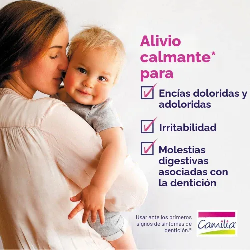 Vista 2 de Boiron Camilia - Gotas de dentición para alivio diurno y nocturno de encías dolorosas o hinchadas e irritabilidad en bebés, 40 goteros líquidos en 8