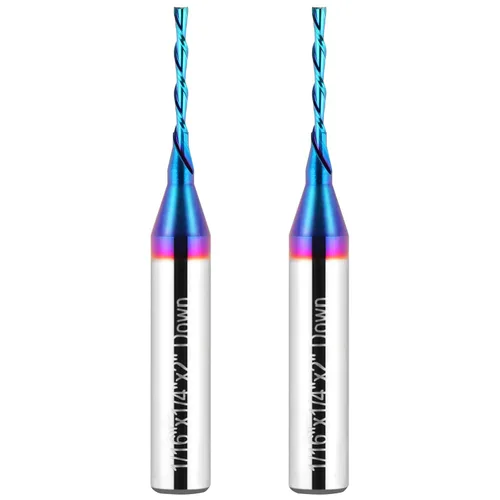Vista 11 de EANOSIC Brocas de fresadora en espiral de compresión ascendente y descendente de 1/2 pulgada de diámetro de corte con revestimiento nano azul