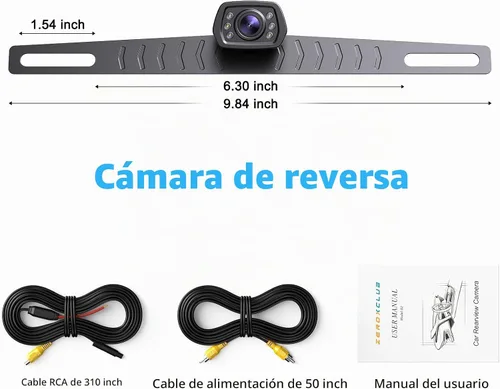 Vista 6 de ZEROXCLUB Cámara de respaldo con cable para placa de matrícula para automóvil, camioneta, SUV Negro