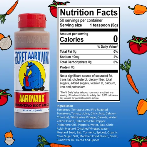 Vista 2 de Secret Aardvark Salsa picante Habanero – Pimientos habaneros y tomates asados, salsa picante medianamente especiada, salsa barbacoa, sin OGM, baja