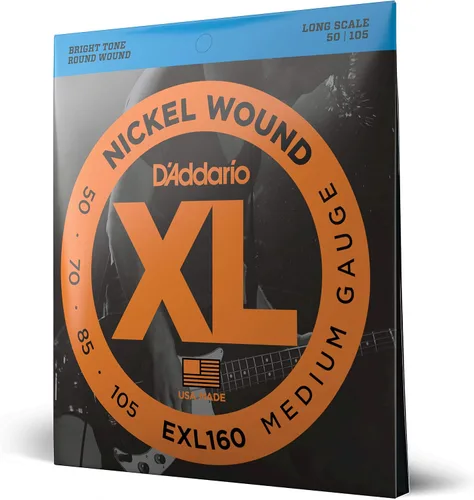 Vista 14 de D'Addario Cuerdas para Bajo Eléctrico, XL Níquel, EXL170M, Calibre Regular Ligero 45-100, Escala Media, Juego de 4 Cuerdas, Paquete de 1