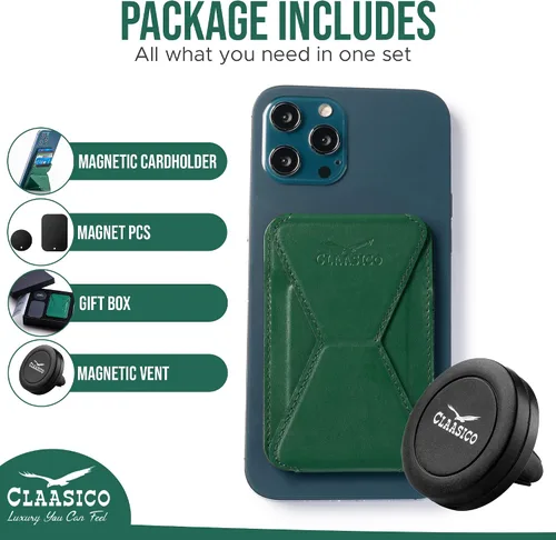 Vista 4 de Cartera para teléfono celular con soporte magnético para teléfono, tarjetero para teléfono de forma segura para modo horizontal o vertical