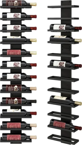 Vista 10 de IBUYKE Estante de vino montado en la pared 12 botellas,Estante de Negro