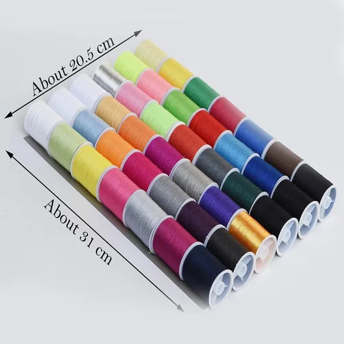 Vista 2 de Kit de 30 carretes de hilo de coser de alta calidad (2300Y) de 42 colores, excelente poliéster para bordados o coser a máquina, kit de coser, hilo