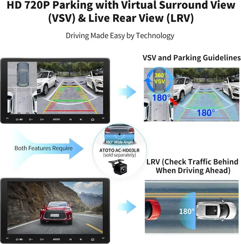Vista 6 de ATOTO S8 8-core 9inch QLED Double DIN Android Car Stereo, 4G y WiFi integrado, CarPlay inalámbrico y Android Auto, Bluetooth dual, 4G+32G, VSV