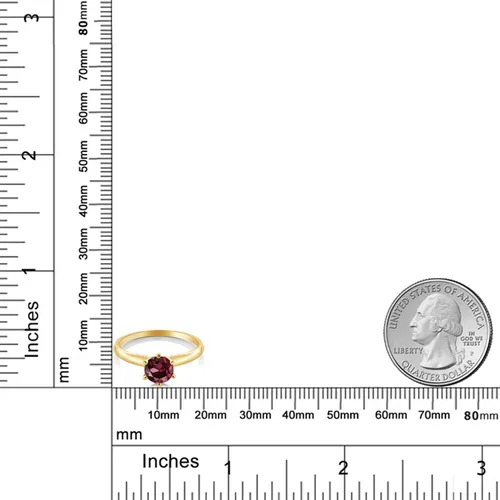 Vista 72 de Anillo de compromiso solitario con piedra preciosa redonda de oro amarillo de 14 quilates de 0.236 in para mujer Ajuste clásico de 6 puntas
