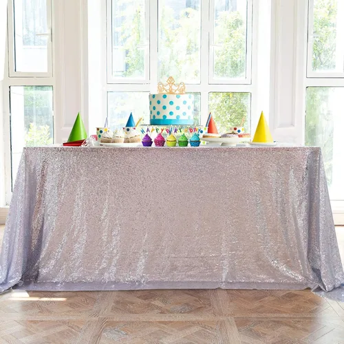 Vista 85 de JYFLZQ Mantel de lentejuelas azul bebé de 50 pulgadas, pequeño, redondo, brillante, para boda, fiesta de cumpleaños, baby shower